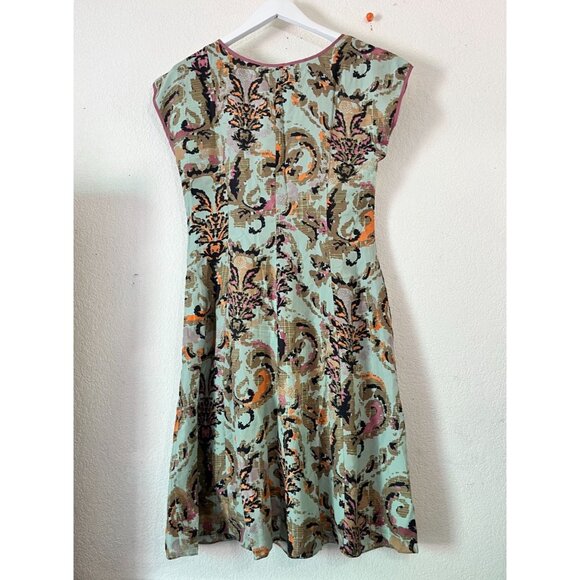 Sundance Womens 100% Silk Floral A-Line Dress Size 6 Multicolor Cap Sleeve Lined - Picture 4 of 14